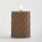 BATTERY OPERATED CANDLE, WITH FLAME, BROWN, WITH TIMER, 7x10cm 147-15105