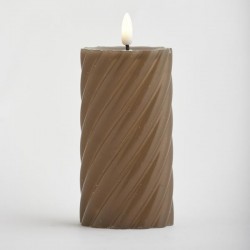 BATTERY OPERATED CANDLE, WITH FLAME, BROWN, WITH TIMER, 7x16cm 147-15106