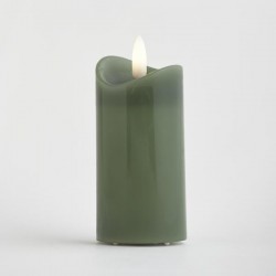 BATTERY OPERATED CANDLE, WITH FLAME, GREEN, WITH TIMER, 5x10cm 147-15107