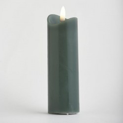 BATTERY OPERATED CANDLE, WITH FLAME, GREEN, WITH TIMER, 5x15cm 147-15109