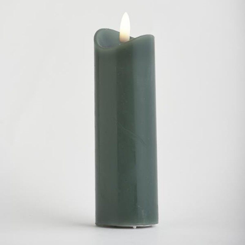 BATTERY OPERATED CANDLE, WITH FLAME, GREEN, WITH TIMER, 5x15cm 147-15109 BATTERY OPERATED CANDLE, WITH FLAME, GREEN, WITH TIMER, 5x15cm 147-15109