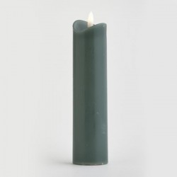 BATTERY OPERATED CANDLE, WITH FLAME, GREEN, WITH TIMER, 5x20cm 147-15110