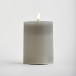 BATTERY OPERATED CANDLE, WITH FLAME, GREY, WITH TIMER, 7x10cm 147-15111