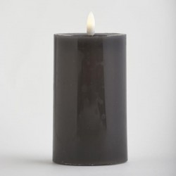 BATTERY OPERATED CANDLE, WITH FLAME, DARK GREY, WITH TIMER, 7x12,5cm 147-15115