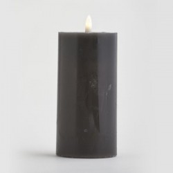 BATTERY OPERATED CANDLE, WITH FLAME, DARK GREY, WITH TIMER, 7x15cm 147-15116