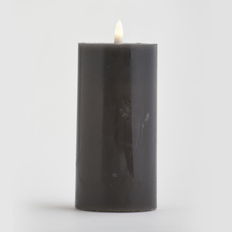 BATTERY OPERATED CANDLE, WITH FLAME, DARK GREY, WITH TIMER, 7x15cm 147-15116