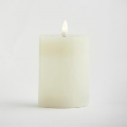 BATTERY OPERATED CANDLE, WITH FLAME, WHITE, WITH TIMER, 7x10cm 147-15117
