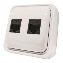 ДВОЕН КОМПЮТЪРЕН КОНЕКТОР RJ45 БЯЛ IP20 ДВОЕН КОМПЮТЪРЕН КОНЕКТОР RJ45 БЯЛ IP20