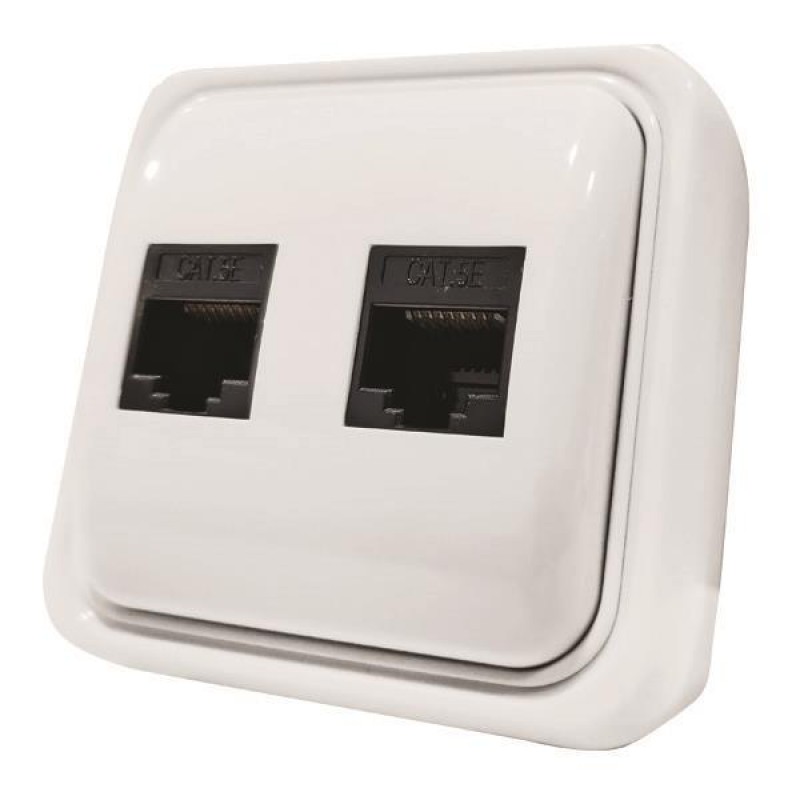 ДВОЕН КОМПЮТЪРЕН КОНЕКТОР RJ45 БЯЛ IP20