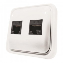ДВОЕН КОМБИНИРАН КОНТАКТ RJ11/RJ45 БЯЛ IP20 ДВОЕН КОМБИНИРАН КОНТАКТ RJ11/RJ45 БЯЛ IP20