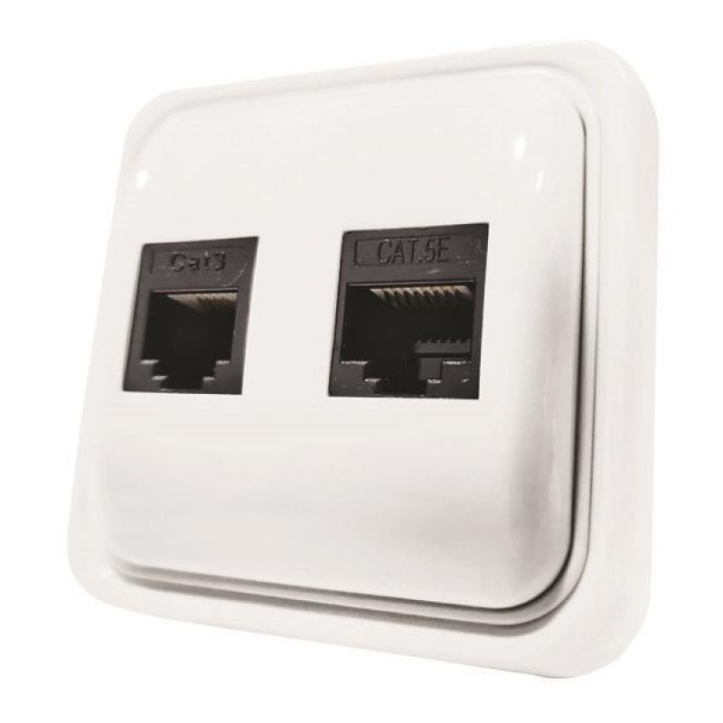 ДВОЕН КОМБИНИРАН КОНТАКТ RJ11/RJ45 БЯЛ IP20