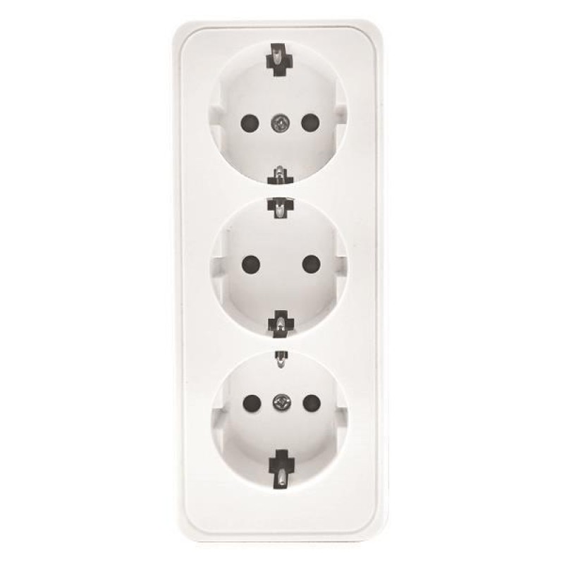 ТРОЕН КОНТАКТ SCHUKO БЕЗ КАПАК БЯЛ IP20