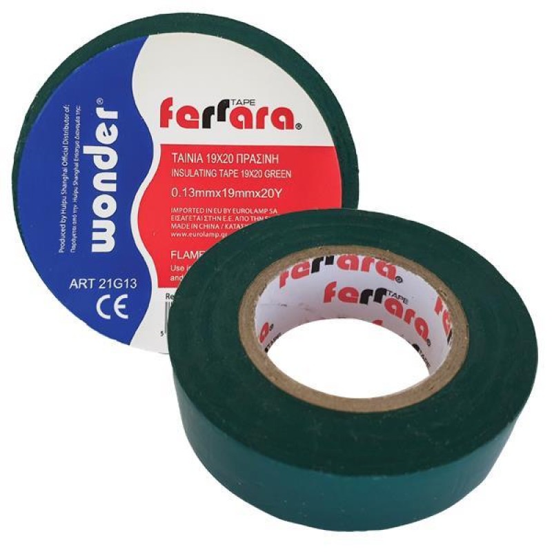 ИЗОЛАЦИОННА ЛЕНТА PVC 19X20MM ЗЕЛЕНА