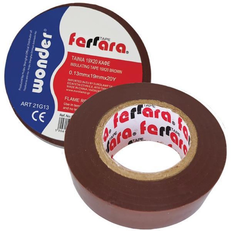 ИЗОЛАЦИОННА ЛЕНТА PVC КАФЯВА 19X20М ИЗОЛАЦИОННА ЛЕНТА PVC КАФЯВА 19X20М