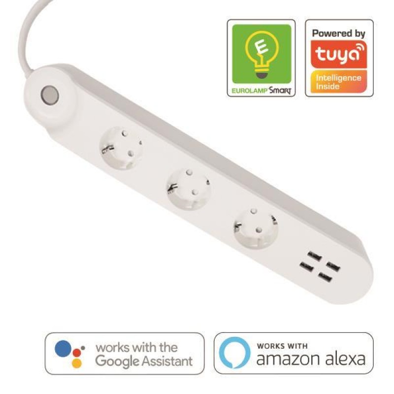 SMART POWER STRIP 3 SCHUKO AND 4 USB PORTS WITH WIFI  AND POWER METER 110-240V 16A 147-77915