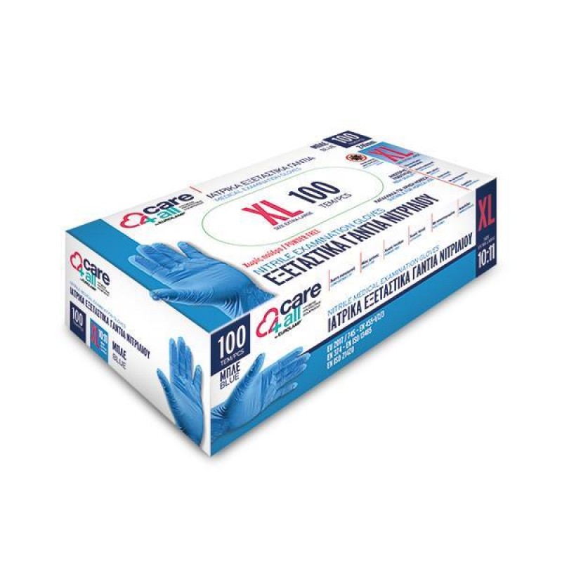 DISPOSABLE NITRILE GLOVES WITHOUT POWDER BLUE SIZE XLARGE 100PCS 147-90988