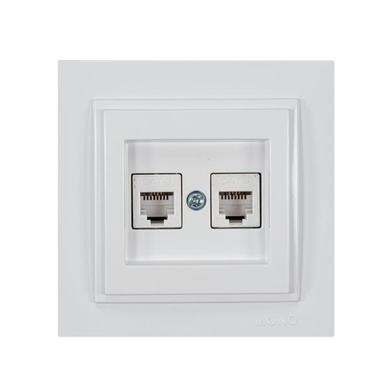 ДВОЙНА ТЕЛЕФОННА БУКСА RJ45 CAT3 БЯЛА ДВОЙНА ТЕЛЕФОННА БУКСА RJ45 CAT3 БЯЛА