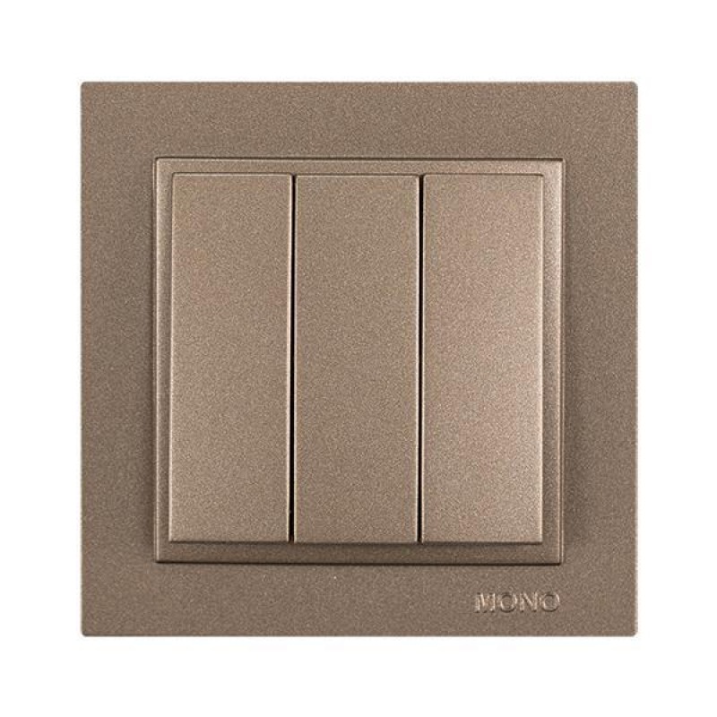 DESPINA TRIPLE SWITCH(3 GANG 1 WAY) LIGHT FUME 152-10508
