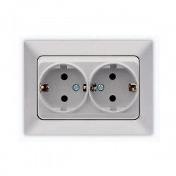 TWO GANG EARTHED SOCKET OUTLET SILVER 152-16203 TWO GANG EARTHED SOCKET OUTLET SILVER 152-16203