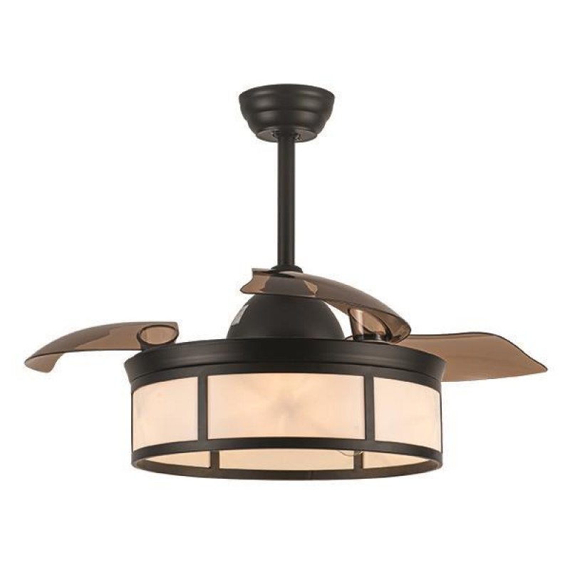 DECORATIVE FAN WITH RETRACTABLE BLADES BLACK 5xE27 REMOTE CONTROL DC 25W 300-25028