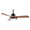 DECORATIVE FAN BLACK AND WOOD WITH LED LIGHT AND CONTROL Φ122 DC 35W 300-25040