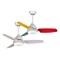 DECORATIVE FAN WHITE WITH LED LIGHT 3 WHITE AND 3 COLORFUL BLADES AND CONTROL Φ107 DC 35W 300-25042