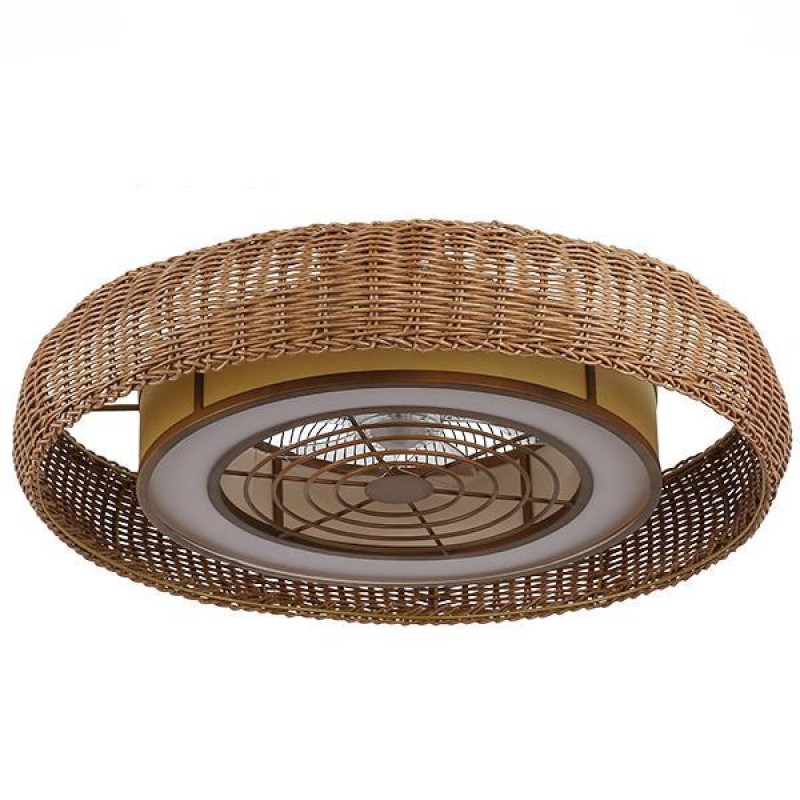 DECORATIVE CEILING LIGHT WITH FAN Φ65 BROWN KNITTED 20W DC MOTOR WITH 60W LED LIGHT AND CONTROL 300-25052