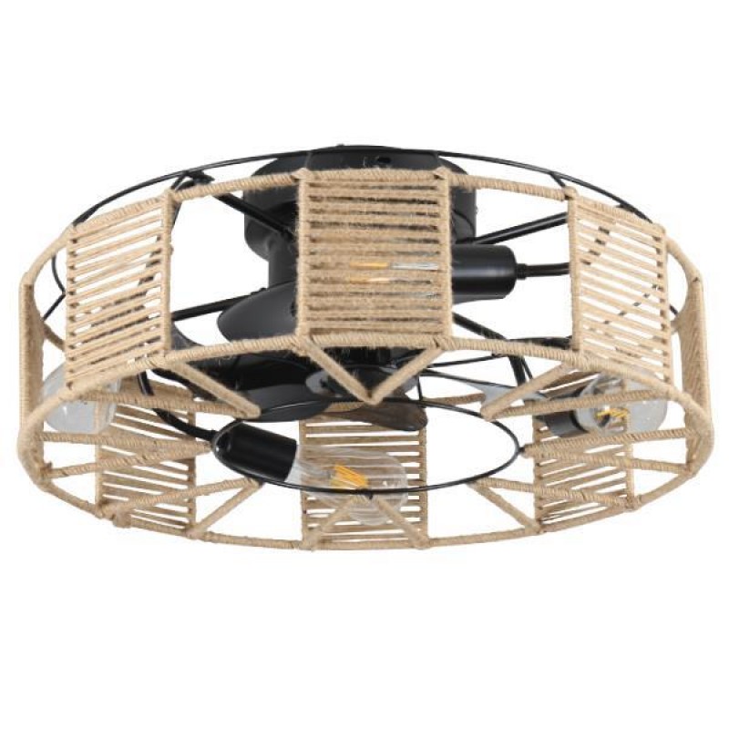 DECORATIVE FAN WITH KNITTED HEMP THREAD 4xE27 WITH CONTROL Φ55 DC 20W 300-25055