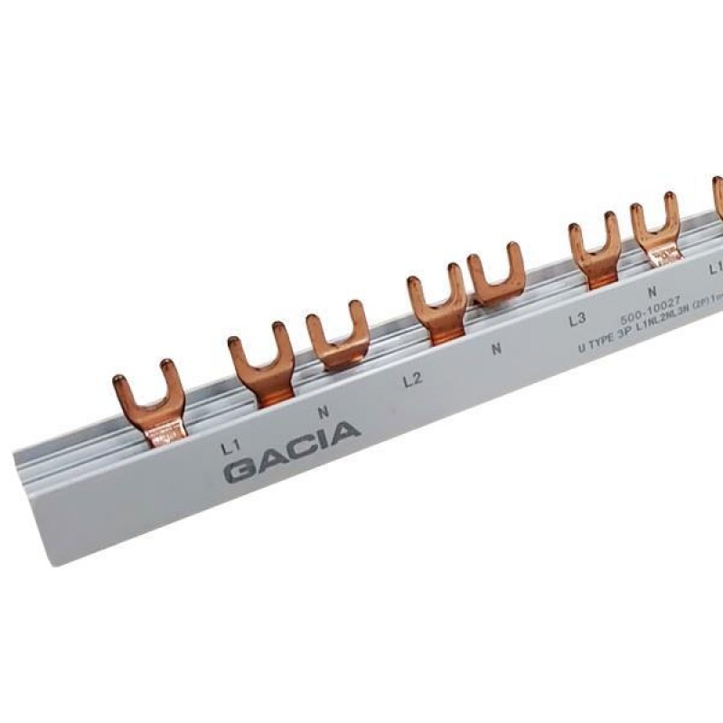 BUSBAR COPPER U TYPE L1NL2NL3N (2P) 1m WITH INSULATION 500-10027