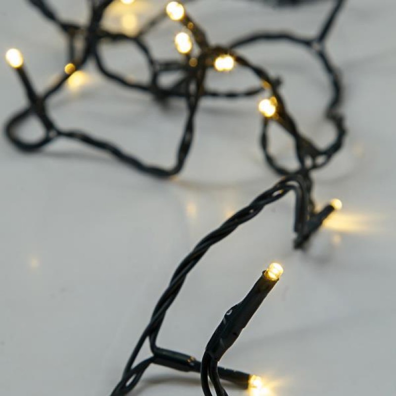 LINE, 96 LED 3mm, BATTERY BOX 3xAA, 8 M/F & MEMORY, TIMER, GREEN PVC WIRE, WARM WHITE LED, PER 10cm, LEAD WIRE 30cm, IP44, DISPLAY BOX (16pcs) 600-05581