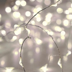 LINE, 20 MINI LED, BATTERY BOX 2XAA, TIMER, SILVER COPPER WIRE, WHITE LED, PER 10cm, LEAD WIRE 10cm, IP20, DISPLAY BOX (24pcs) 600-07640