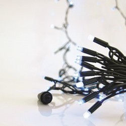 LINE, 100 LED 5mm WITH CUPS, 230V, CONNECTOR UNTIL 9, GREEN RUBBER WIRE, 90 BLUE LED + 10 WHITE FLASH LED PER 10cm, LEAD WIRE 1.5m, IP65 600-11103