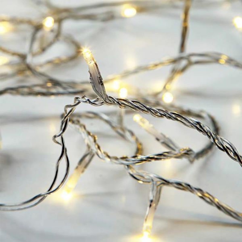 LINE, 50 LED 5mm, BATTERY BOX 3xAA, TRANSPARENT WIRE, WARM WHITE LED PER 10cm, LEAD WIRE 50cm, IP20 600-11204