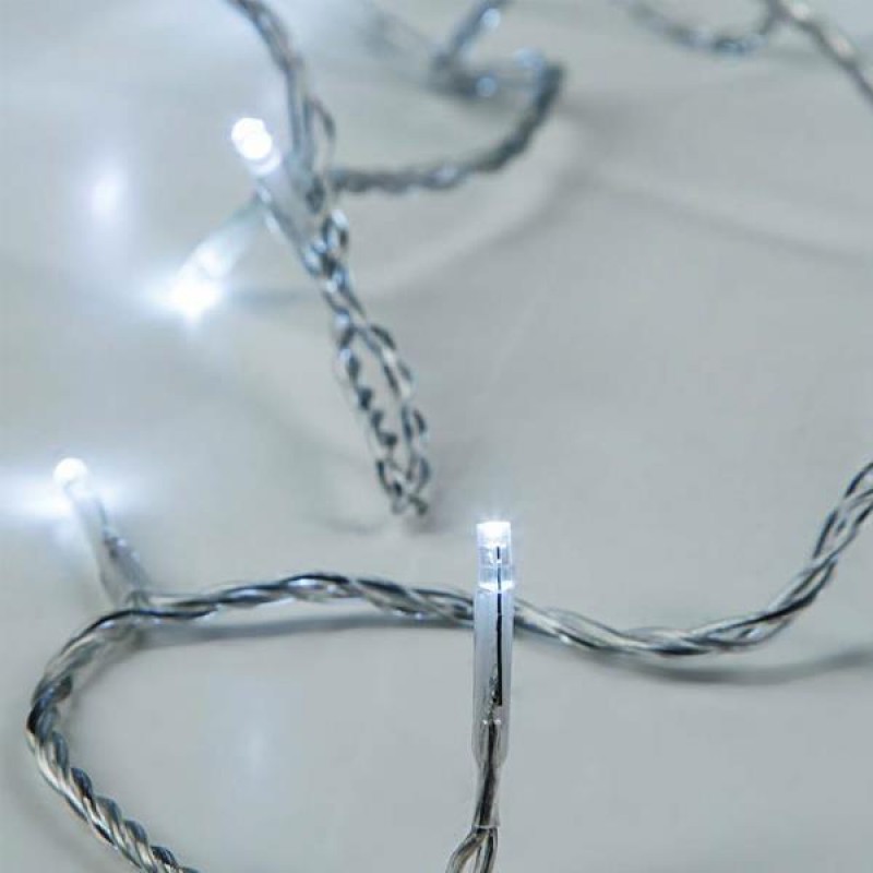 LINE, 50 LED 5mm, BATTERY BOX 3xAA, TRANSPARENT WIRE, WHITE LED PER 10cm, LEAD WIRE 50cm, IP20 600-11207