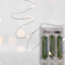 LINE, 20 MINI LED, BATTERY BOX 3xAA, SILVER COPPER WIRE, DAYLIGHT LED PER 10cm, LEAD WIRE 10cm, IP20 600-11221
