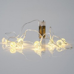 LINE, 10 LED 5mm, WITH ACRYLIC DIAMONDS, BATTERY BOX 2xAA, TRANSPARENT PVC WIRE, WARM WHITE, LED PER 10cm, LEAD WIRE 50cm, IP20 600-11235