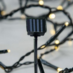 LINE, 96 LED 5mm, SOLAR PANEL, GREEN WIRE, WARM WHITE LED PER 10cm, LEAD WIRE 1m, IP44 600-11297