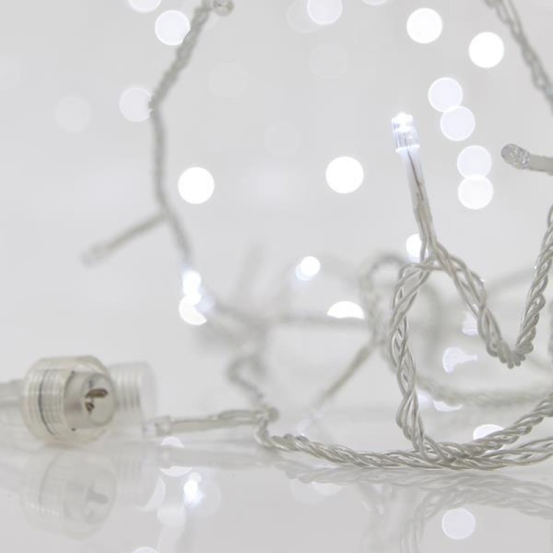 LINE, 700 FLASH LED 5mm, 31V, CONNECTOR UNTIL 2, WITH ADAPTOR, LEAD WIRE 300cm, TRANSPARENT WIRE, WHITE LED, PER 10cm, IP44 600-11332