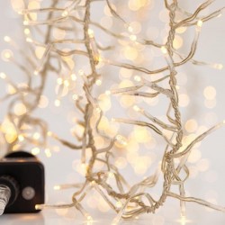 CLUSTER 9m, 1152 LED 3mm, 31V ADAPTOR WITH 8 MULTIFUNCTIONS, TRANSPARENT WIRE, WARM WHITE LED PER 1,6cm, LEAD WIRE 3m, IP44 600-11343