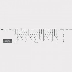 ICICLE, 144 LED 3mm, 36V ADAPTOR, CONNECTOR UNTIL 3, GREEN WIRE, WARM WHITE LED (H60 x W300cm, 5/7/5/7), LEAD WIRE 3m, IP44 600-11357 ICICLE, 144 LED 3mm, 36V ADAPTOR, CONNECTOR UNTIL 3, GREEN WIRE, WARM WHITE LED (H60 x W300cm, 5/7/5/7), LEAD WIRE 3m, IP44 600-11357