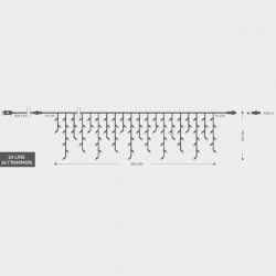 ICICLE, 144 LED 3mm, 36V ADAPTOR WITH 8 MULTIFUNCTIONS, CONNECTOR UNTIL 3, TRANSPARENT WIRE, WARM WHITE LED (H60 x W300cm, 5/7/5/7), LEAD WIRE 3m, IP44 600-11359 ICICLE, 144 LED 3mm, 36V ADAPTOR WITH 8 MULTIFUNCTIONS, CONNECTOR UNTIL 3, TRANSPARENT WIRE, WARM WHITE LED (H60 x W300cm, 5/7/5/7), LEAD WIRE 3m, IP44 600-11359