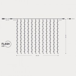 CURTAIN, 500 FLASH LED 5mm, 31V ADAPTOR, CONNECTOR UNTIL 3, TRANSPARENT WIRE, WARM WHITE LED (H250 x W300cm, 20 LINES x 25 LED), LEAD WIRE 3m, IP44 600-11376