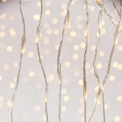 CURTAIN, 240 LED 3mm, 31V ADAPTOR WITH SNOWFALL MULTIFUNCTION, TRANSPARENT WIRE, WARM WHITE LED (H100 x W200cm, 20 LINES x 12 LED), LEAD WIRE 3m, IP44 600-11455