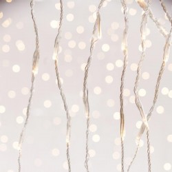CURTAIN, 240 LED 3mm, 31V ADAPTOR WITH SNOWFALL MULTIFUNCTION, TRANSPARENT WIRE, WHITE LED (H100 x W200cm, 20 LINES x 12 LED), LEAD WIRE 3m, IP44 600-11456