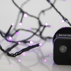 LINE, 100 LED 3mm, 31V ADAPTOR WITH 8 MULTIFUNCTIONS, GREEN WIRE, PURPLE LED PER 5cm, LEAD WIRE 3m, IP44 600-11504