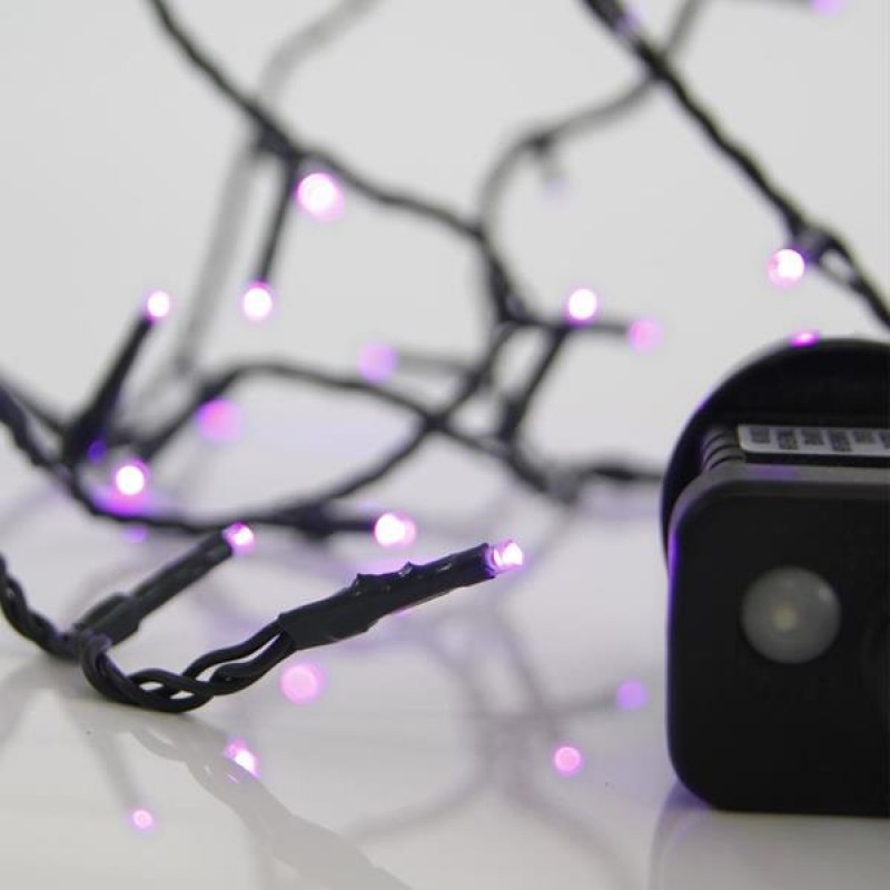 LINE, 100 LED 3mm, 31V ADAPTOR WITH 8 MULTIFUNCTIONS, GREEN WIRE, PURPLE LED PER 5cm, LEAD WIRE 3m, IP44 600-11504