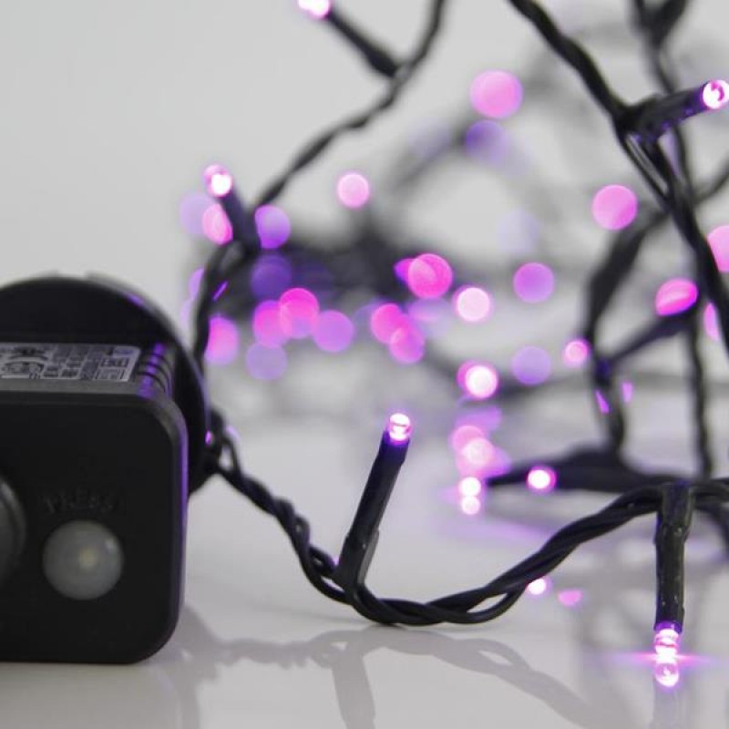 LINE, 240 LED 3mm, 31V, 8 MULTIFUNCTIONS, WITH ADAPTOR, LEAD WIRE 300cm, GREEN WIRE, PURPLE LED, PER 5cm, IP44 600-11534