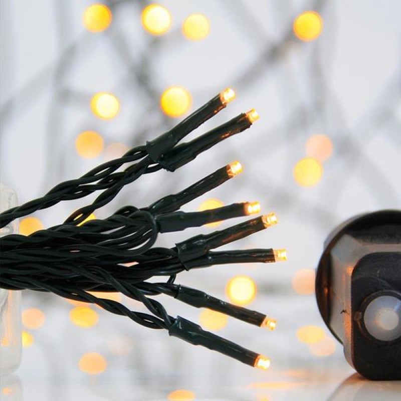 LINE, 400 LED 3mm, 31V ADAPTOR WITH 8 MULTIFUNCTIONS, GREEN WIRE, WARM WHITE LED PER 5cm, LEAD WIRE 3m, IP44 600-11551