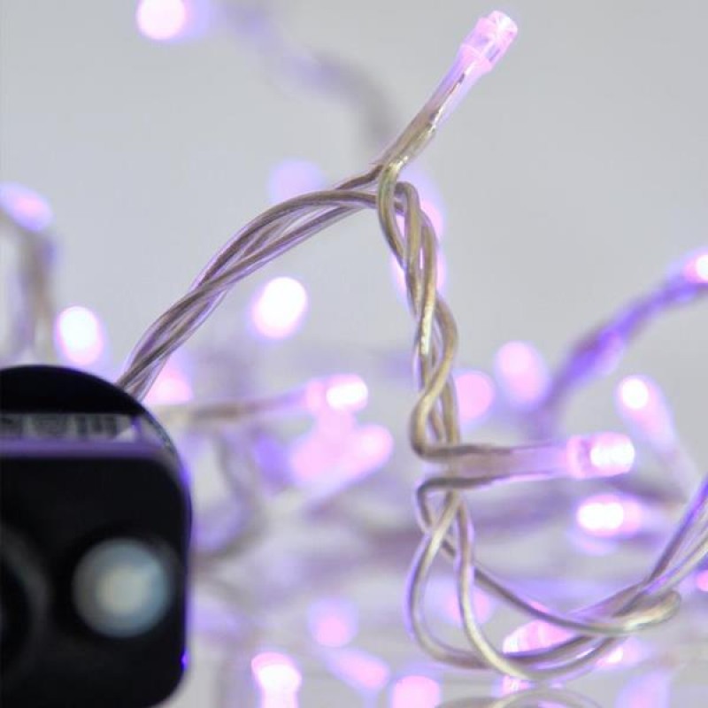 LINE, 240 LED 3mm, 31V ADAPTOR WITH 8 MULTIFUNCTIONS, TRANSPARENT WIRE, PURPLE LED PER 5cm, LEAD WIRE 3m, IP44 600-11584