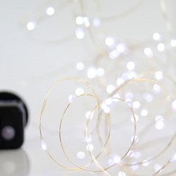 LINE 300 MINI LED, 4.5V ADAPTOR, STEADY, SILVER COPPER WIRE, WHITE LED PER 10cm, LEAD WIRE 5m, IP44 600-11709